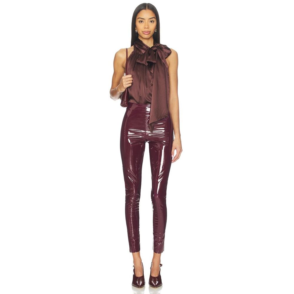Commando Faux Patent Leather Leggings in Burgundy Size M